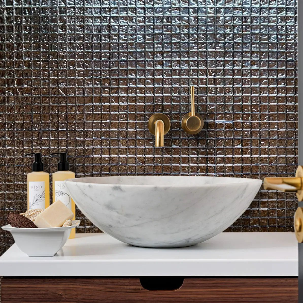 Silver 12x12 Polished Square Glass Mosaic Tile (5 pack, 4.75 sq ft/case) by Apollo Tile