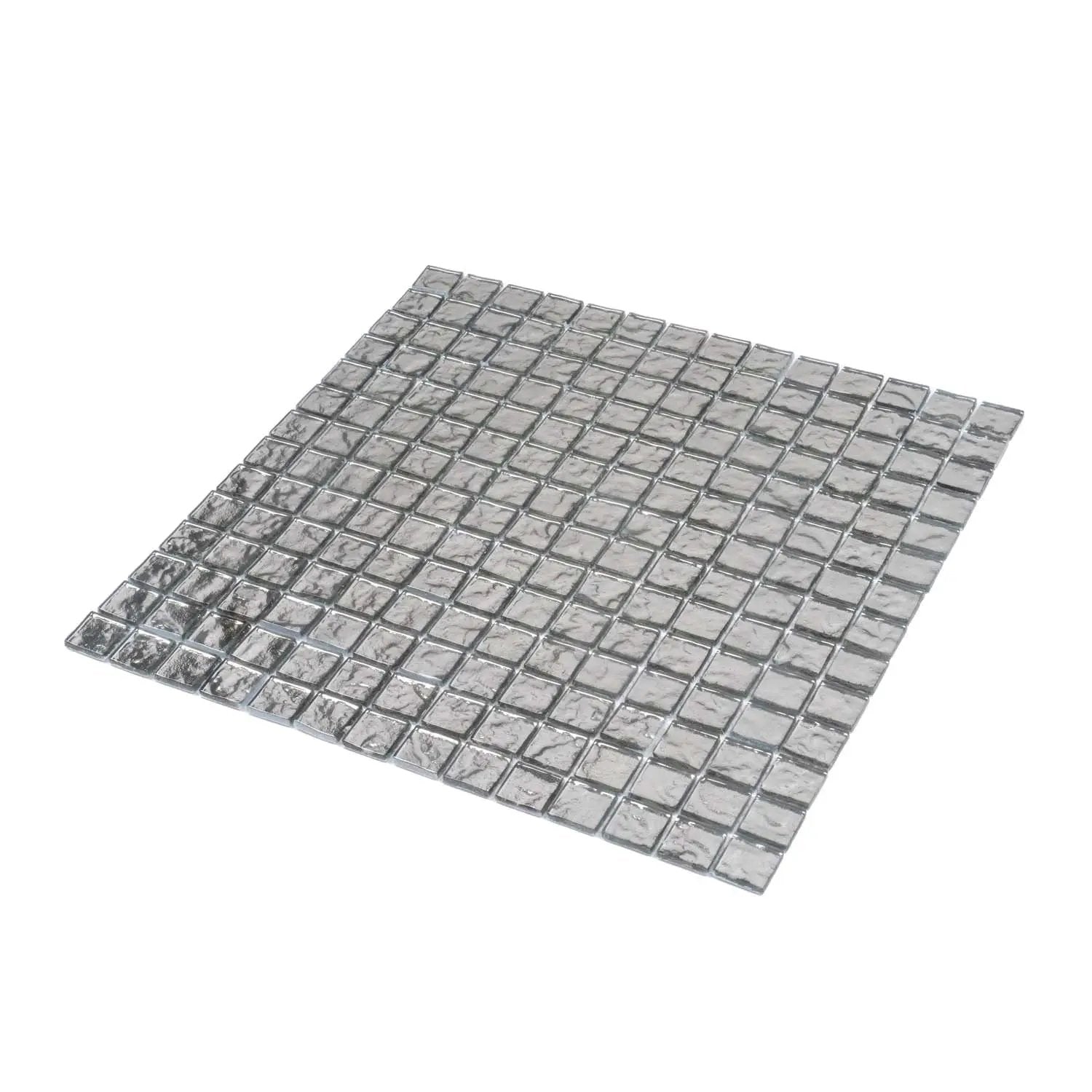 Silver 12x12 Polished Square Glass Mosaic Tile (5 pack, 4.75 sq ft/case) by Apollo Tile