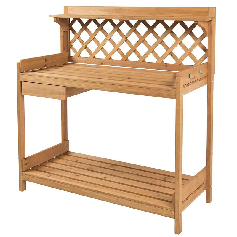 Solid Wood Garden Work Table Potting Bench in Natural Finish by HomePacific