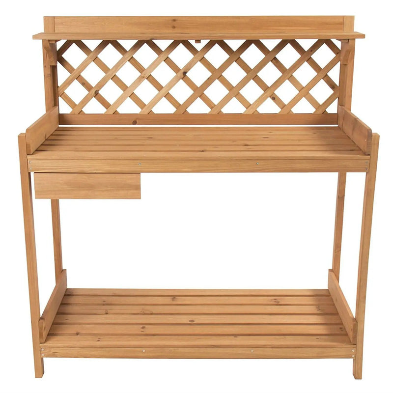 Solid Wood Garden Work Table Potting Bench in Natural Finish by HomePacific