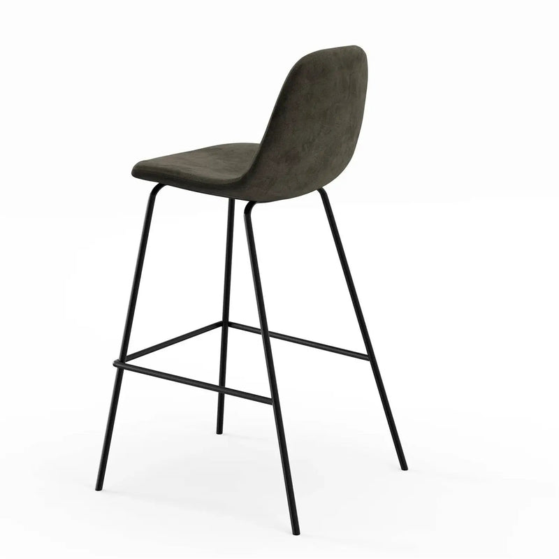 Set of 2 - Modern Counter Height Barstool with Low Back Dark Grey Fabric Seat by HomePacific