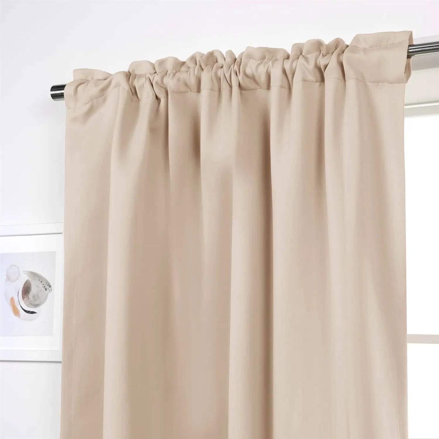 52 x 96 inch Solid Beige Cream Thermal Blackout Curtain Panels - Set of 2 by HomePacific