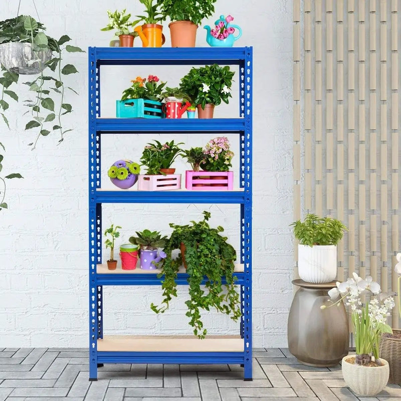 Heavy Duty 60 inch Adjustable 5-Shelf Metal Storage Rack in Navy Blue by HomePacific