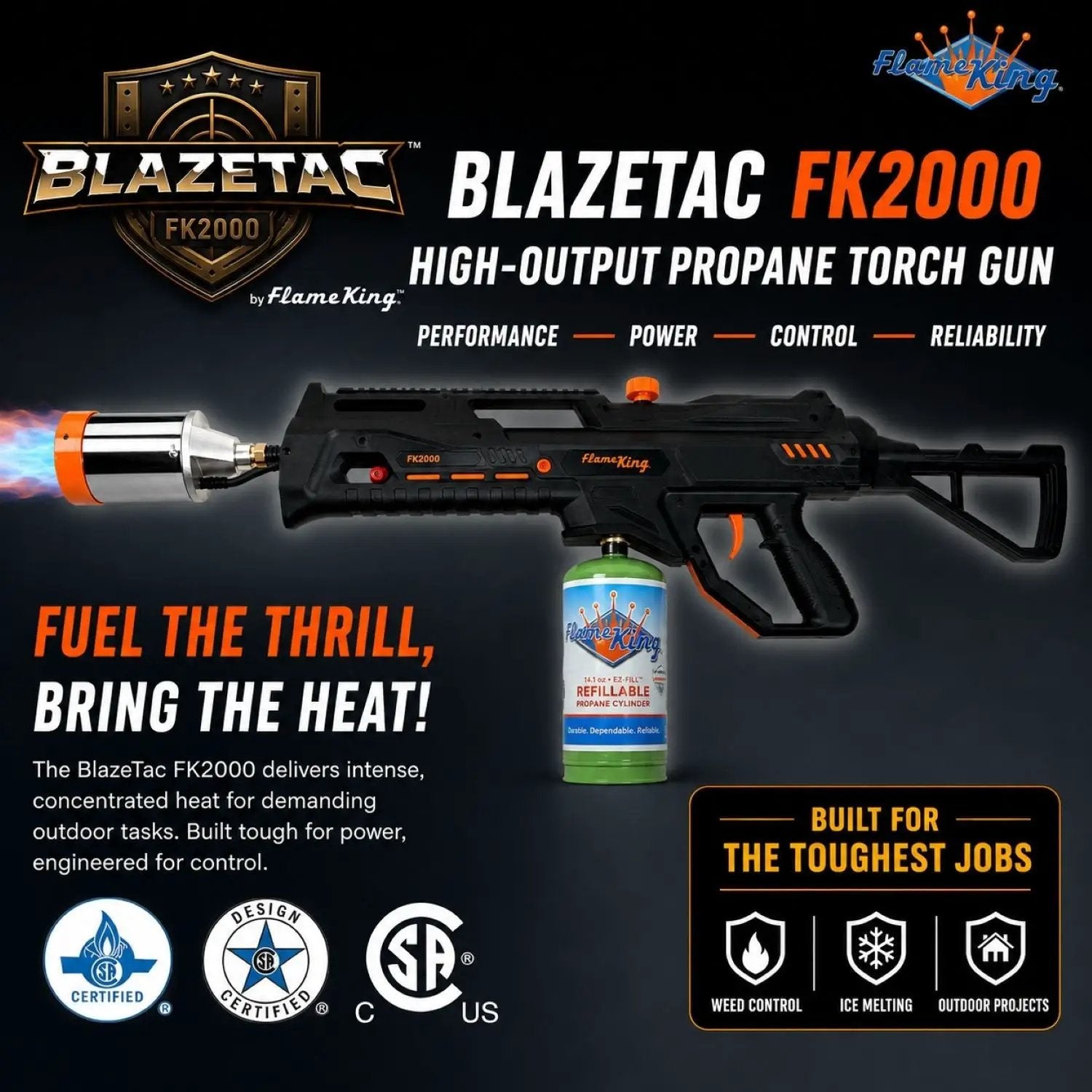 Flame King BlazeTac Propane Torch Gun Weed Burner with Trigger Ignition by Flame King Products