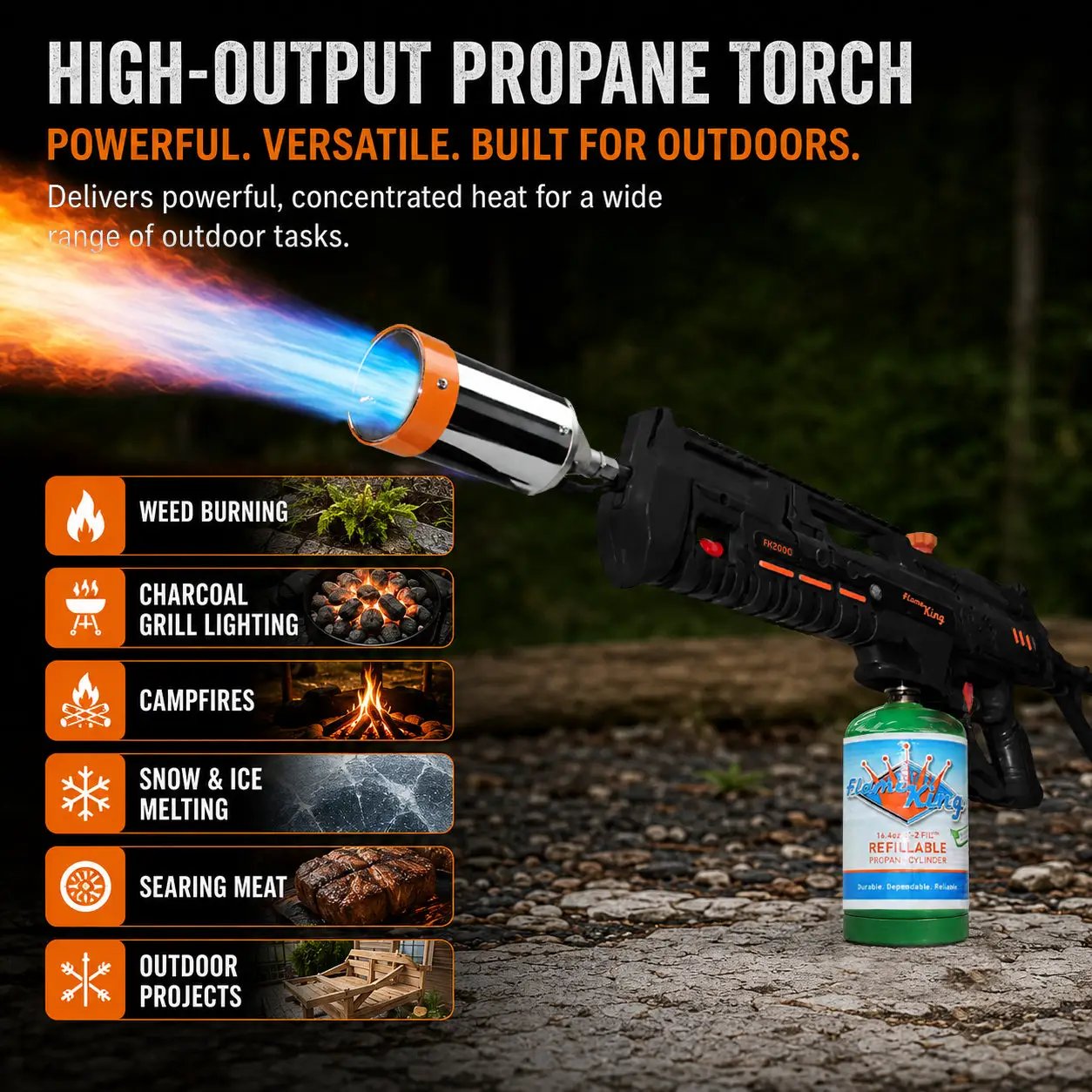 Flame King BlazeTac Propane Torch Gun Weed Burner with Trigger Ignition by Flame King Products