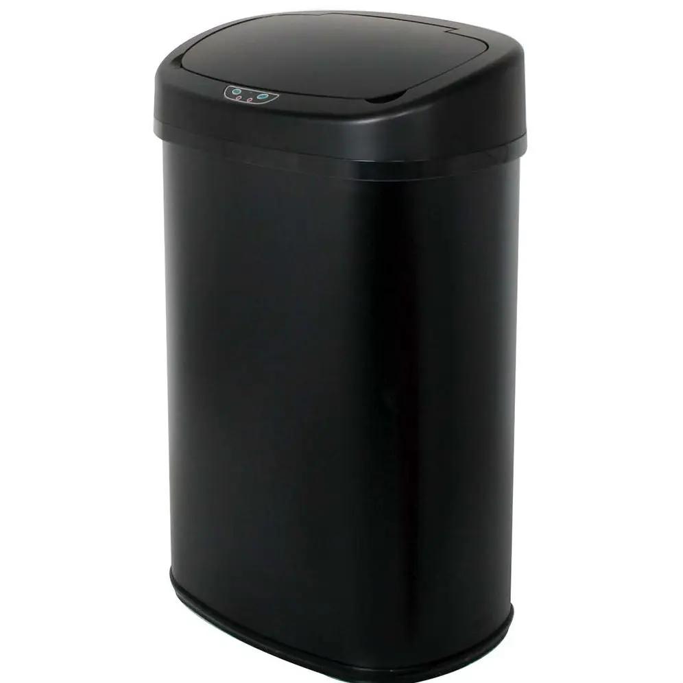 Black 13-Gallon Kitchen Trash Can with Touch Free Motion Sensor Lid by HomePacific