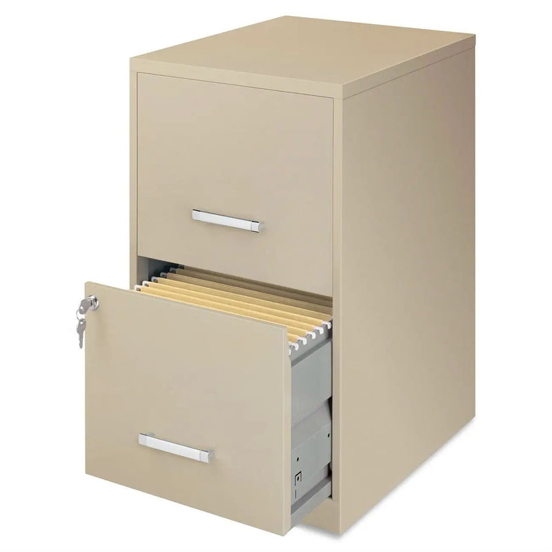 Metal Two Drawer Locking Vertical File Cabinet in Putty Color by HomePacific