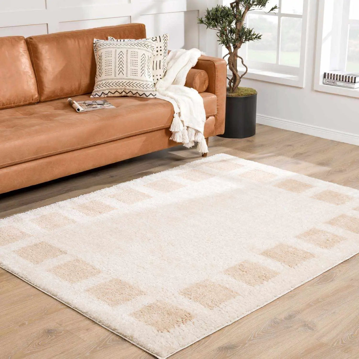 Beynon Beige Washable Area Rug, installed in a room 2