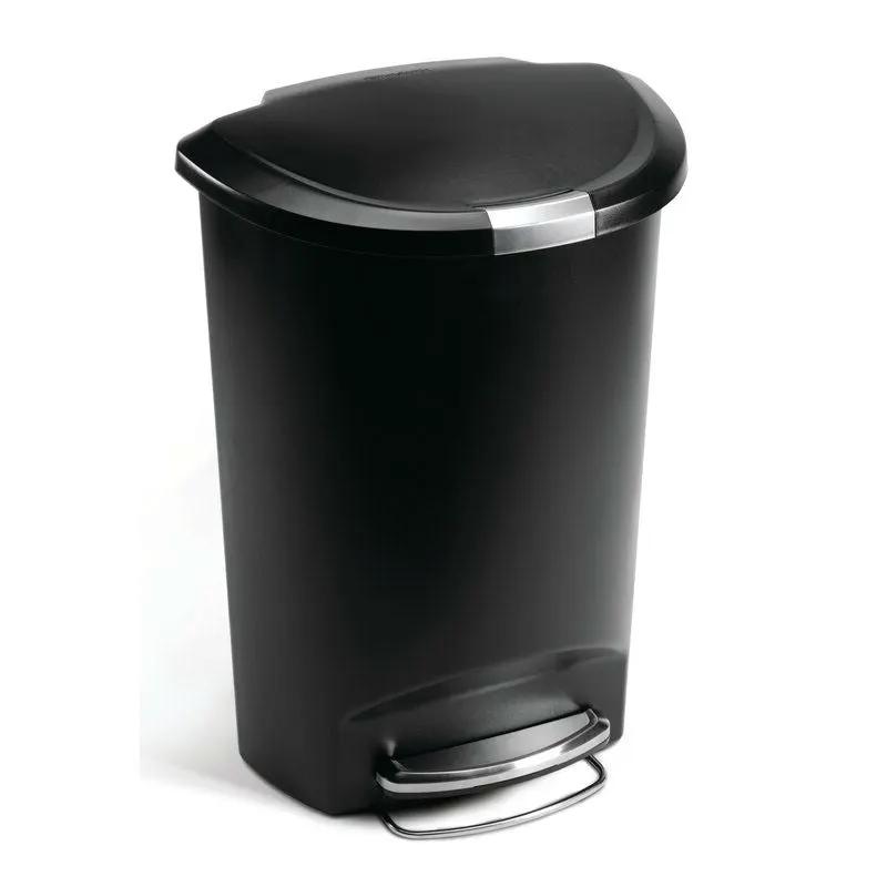 Black 13-Gallon Kitchen Trash Can with Foot Pedal Step Lid by HomePacific