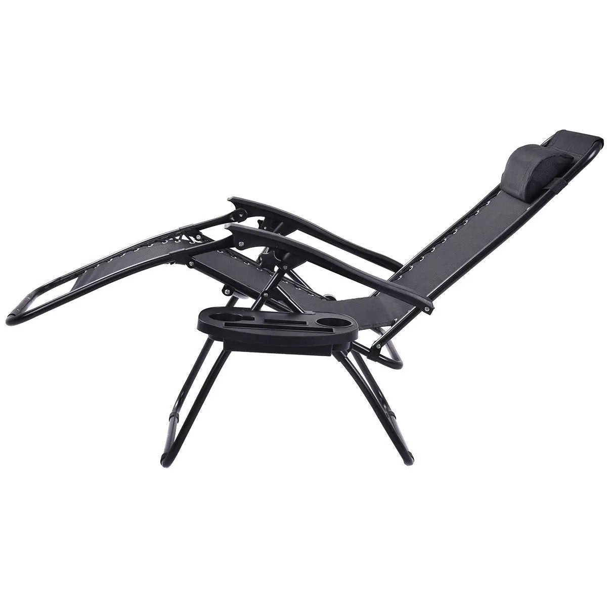 Set of 2 Black Folding Outdoor Zero Gravity Lounge Chair Recliner by HomePacific