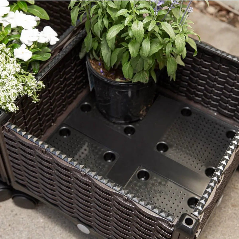 Modern 2-Piece Indoor Outdoor Raised Garden Planter Box on Wheels in PP Rattan by HomePacific