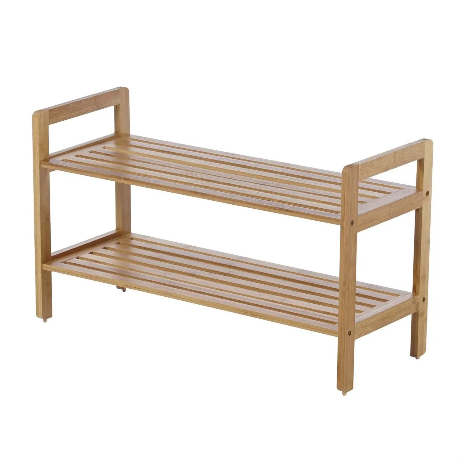 Modern Bamboo 2-Shelf Shoe Rack - Holds up to 8-Pair of Shoes by HomePacific