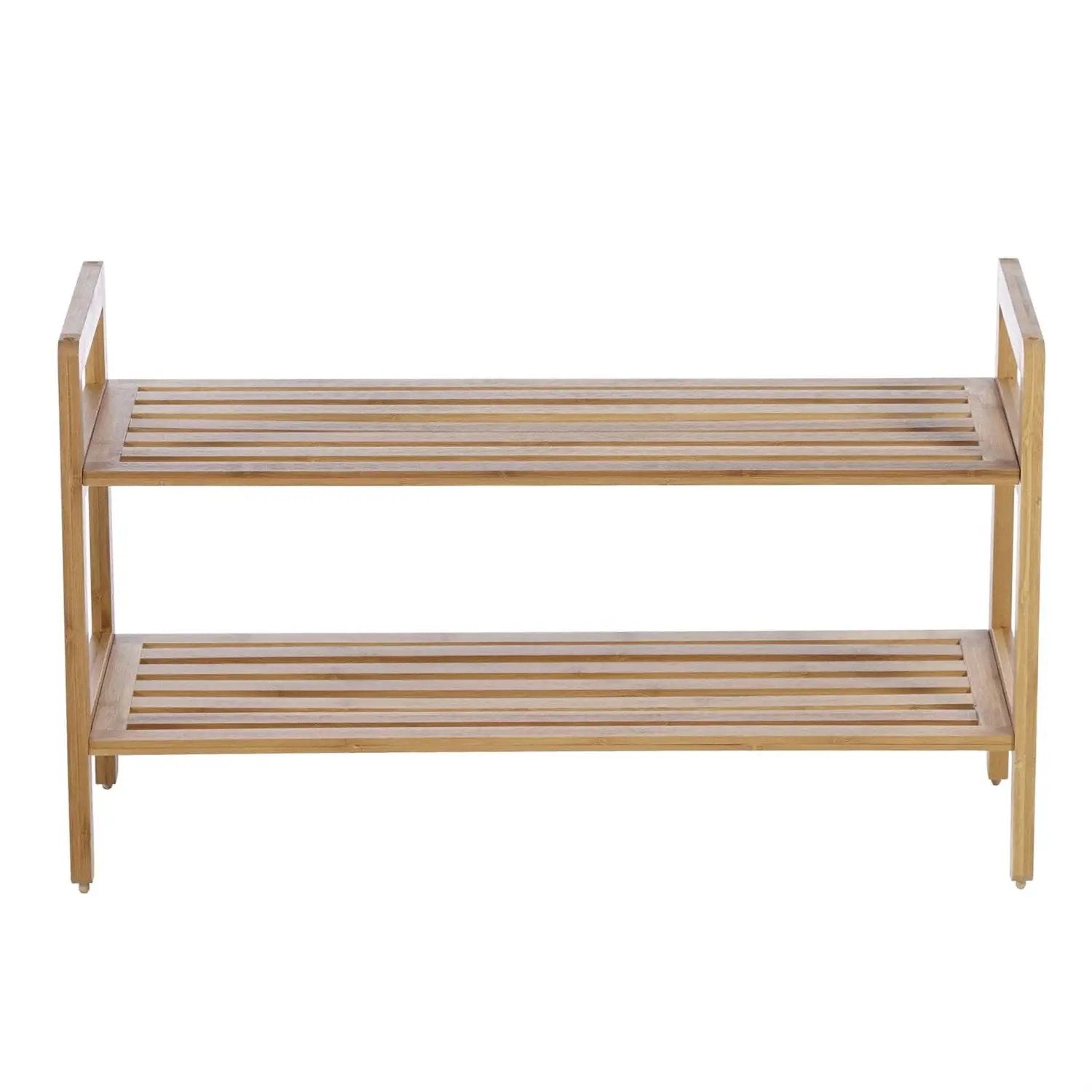 Modern Bamboo 2-Shelf Shoe Rack - Holds up to 8-Pair of Shoes by HomePacific