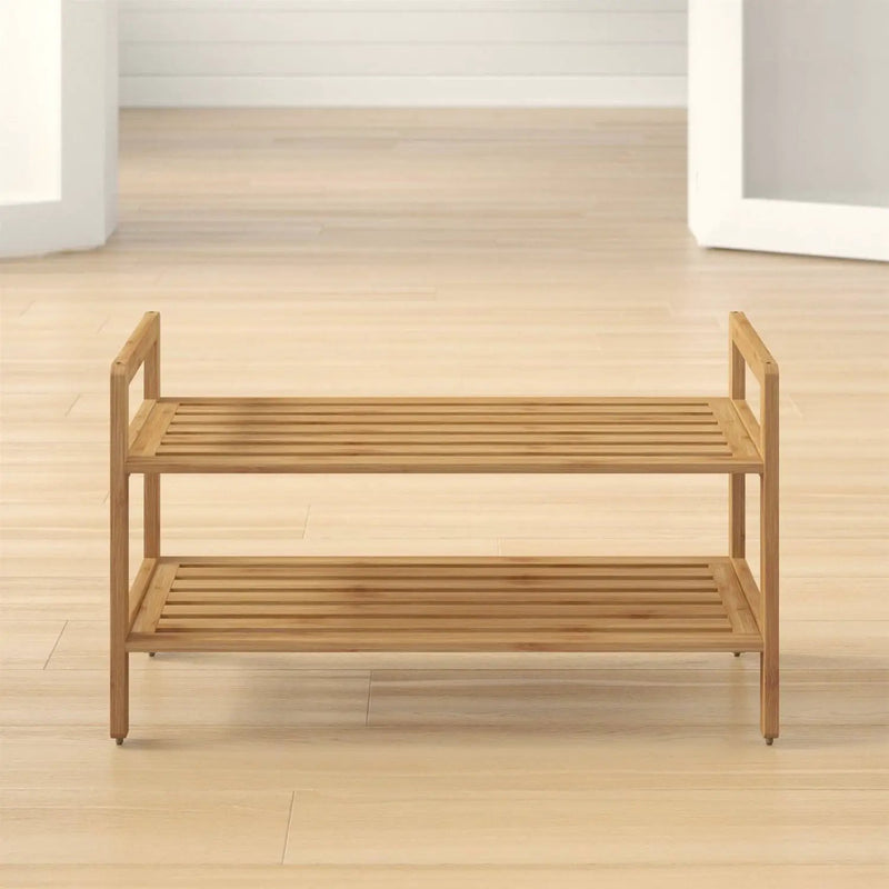 Modern Bamboo 2-Shelf Shoe Rack - Holds up to 8-Pair of Shoes by HomePacific