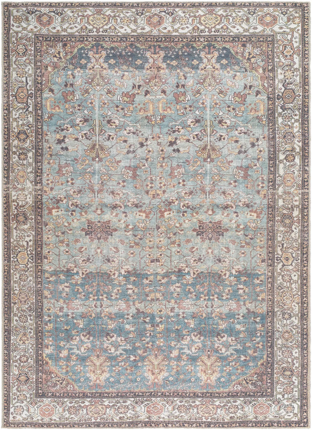 Bahram Vintage Flat Pile Washable Rug