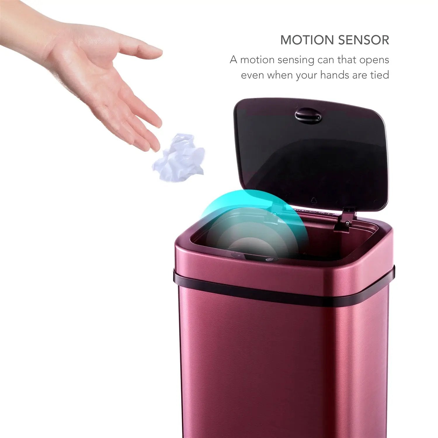 3-Gallon Motion Sensor Touchless Stainless Steel Trash Can in Burgundy Copper by HomePacific