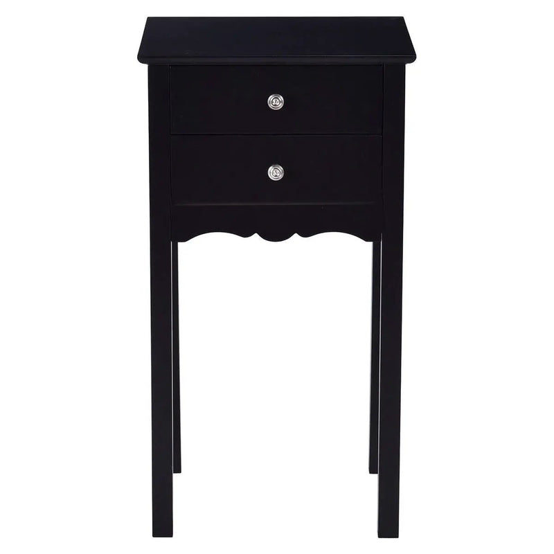 Elegant 2-Drawer End Table Nightstand Side Table in Black Wood Finish by HomePacific