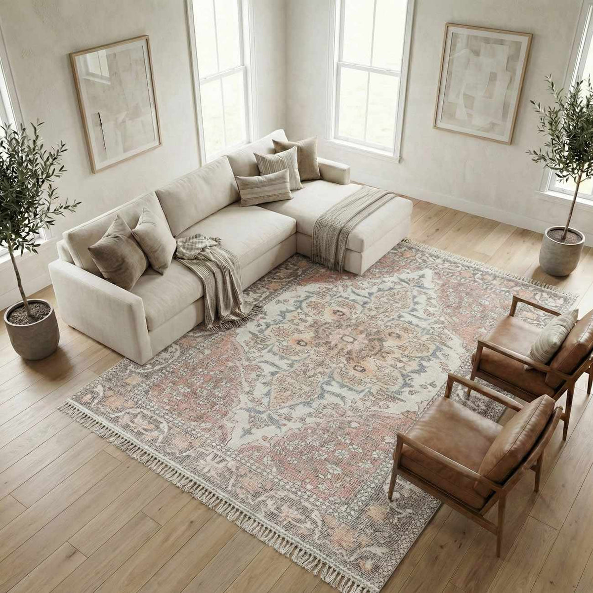 Bohdan Terracotta Area Rug, installed in a room