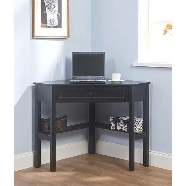 Corner Computer Desk in Black Wood by HomePacific