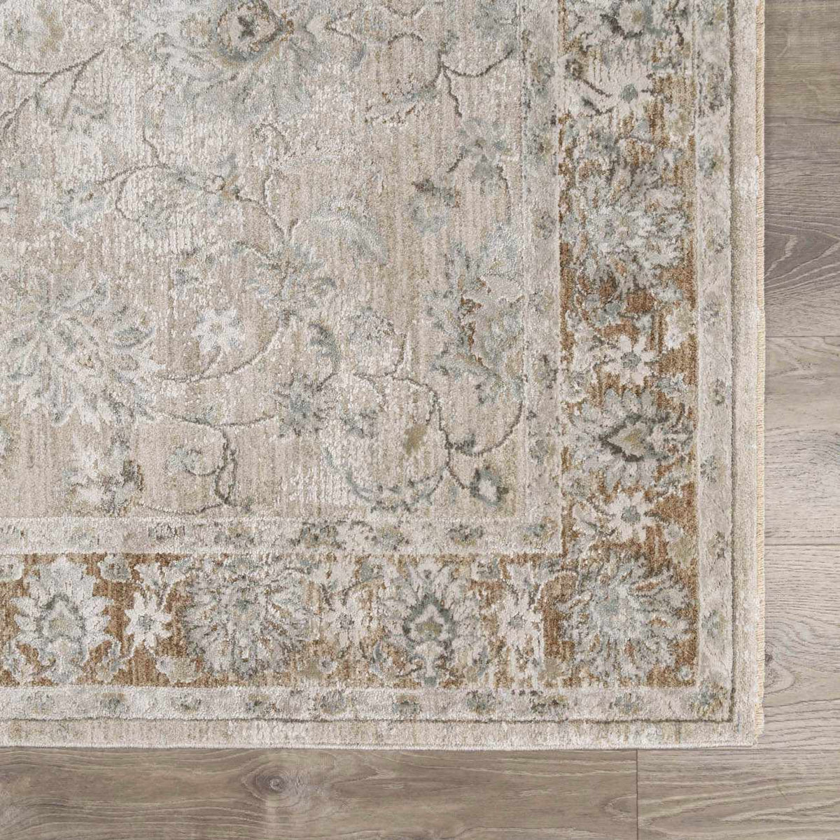 Kerem Cream Thick Luxe Damask Rug, detail