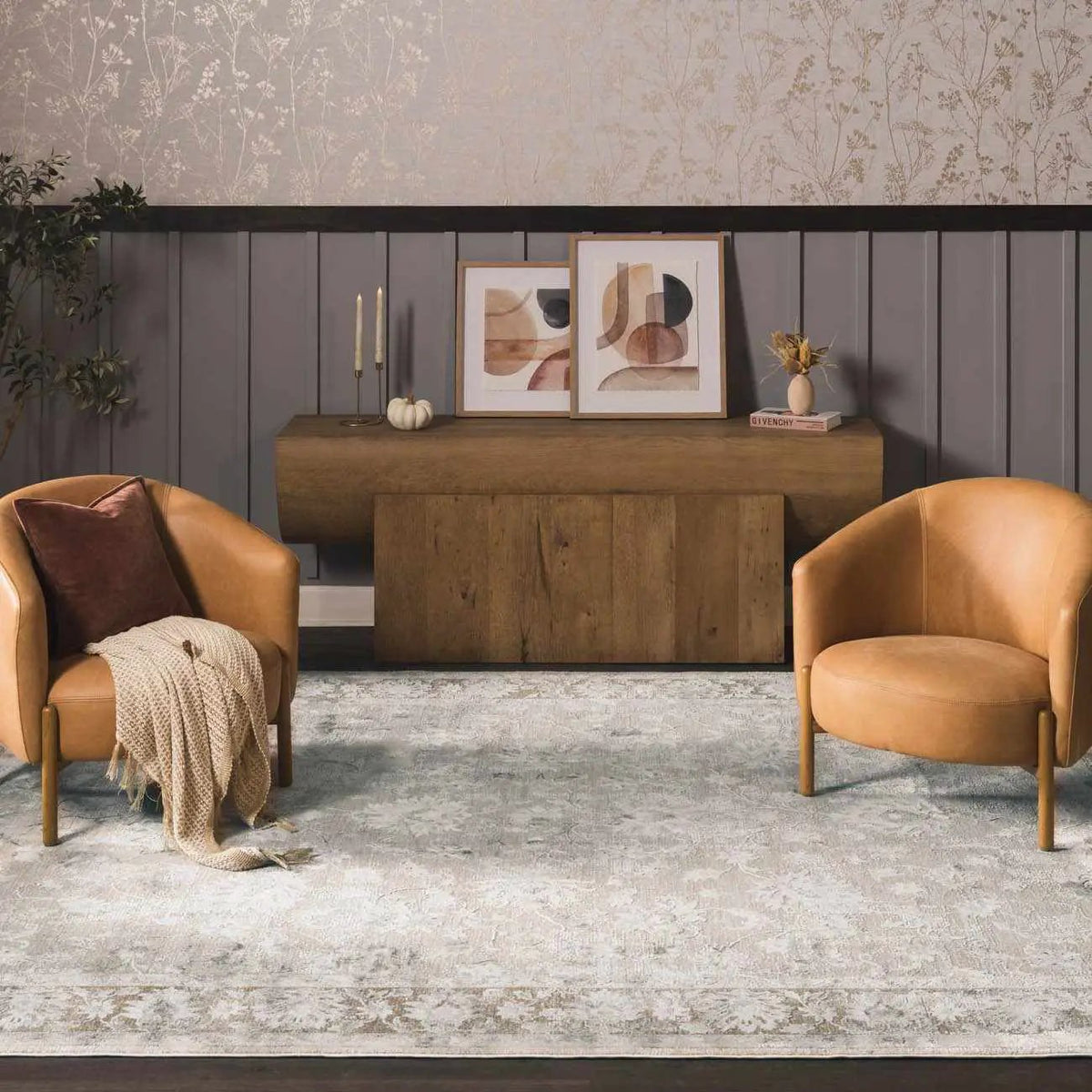 Kerem Cream Thick Luxe Damask Rug, installed in a room 6