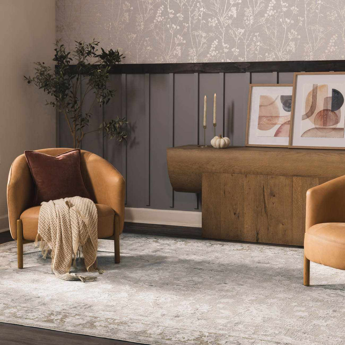 Kerem Cream Thick Luxe Damask Rug, installed in a room 4