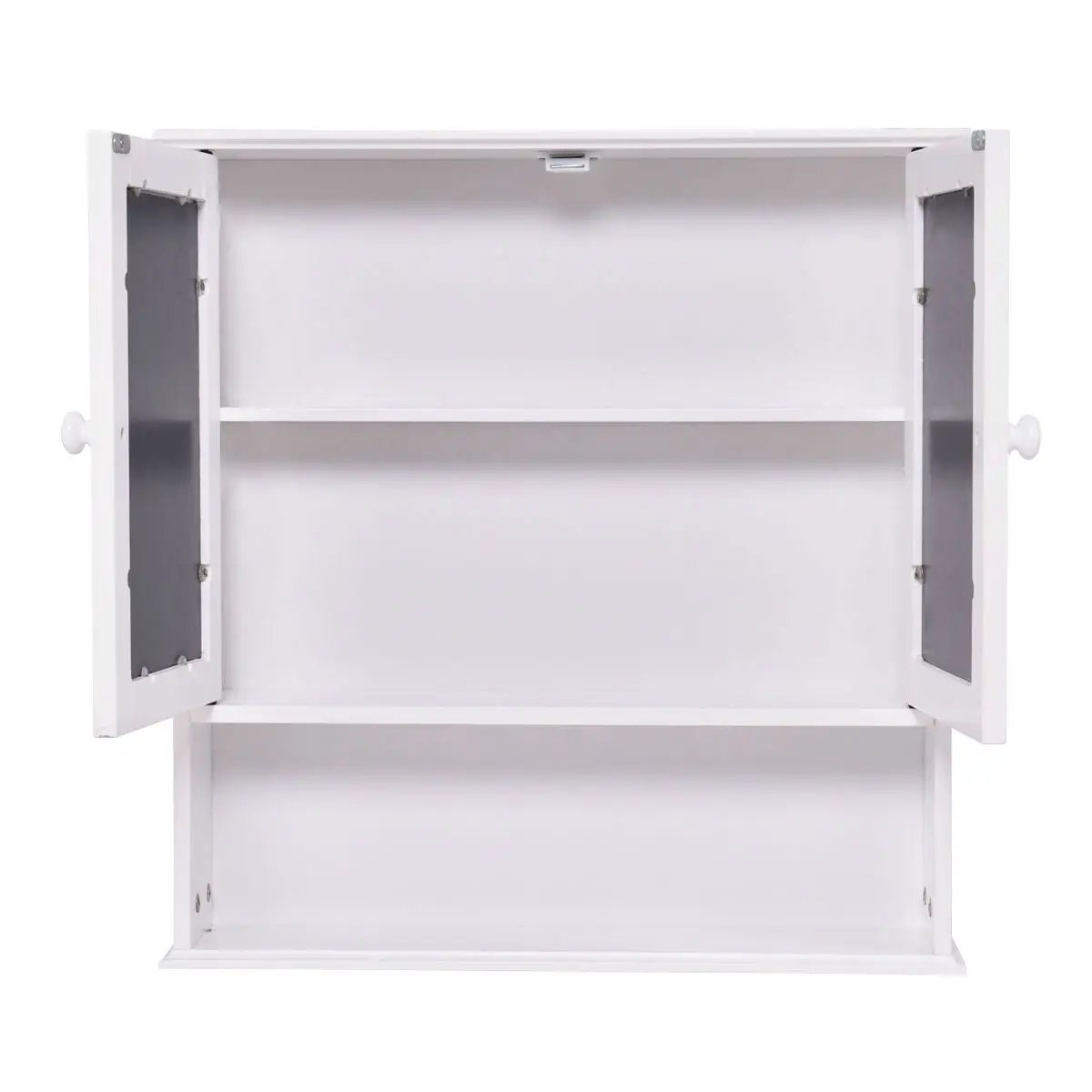 Simple Bathroom Mirror Wall Cabinet in White Wood Finish 23 x 22 inch by HomePacific