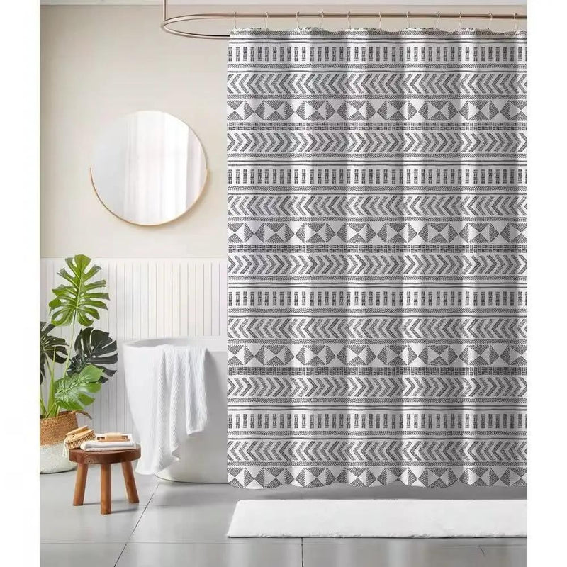 72-inch Polyester Shower Curtain with Black White Scandinavian Chevron Pattern by HomePacific