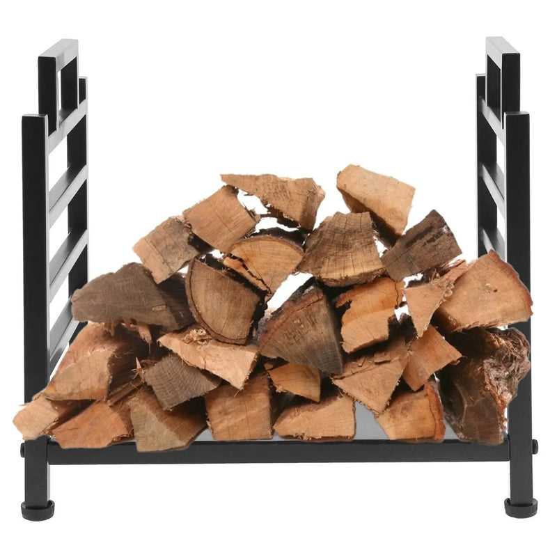 Modern Black Wrought Iron Indoor Outdoor Firewood Holder Log Rack by HomePacific