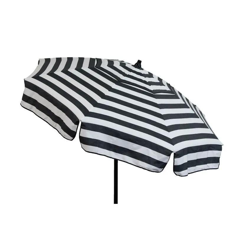 6 Foot Black White Stripe Drape Umbrella Manual Lift with Tilt by HomePacific