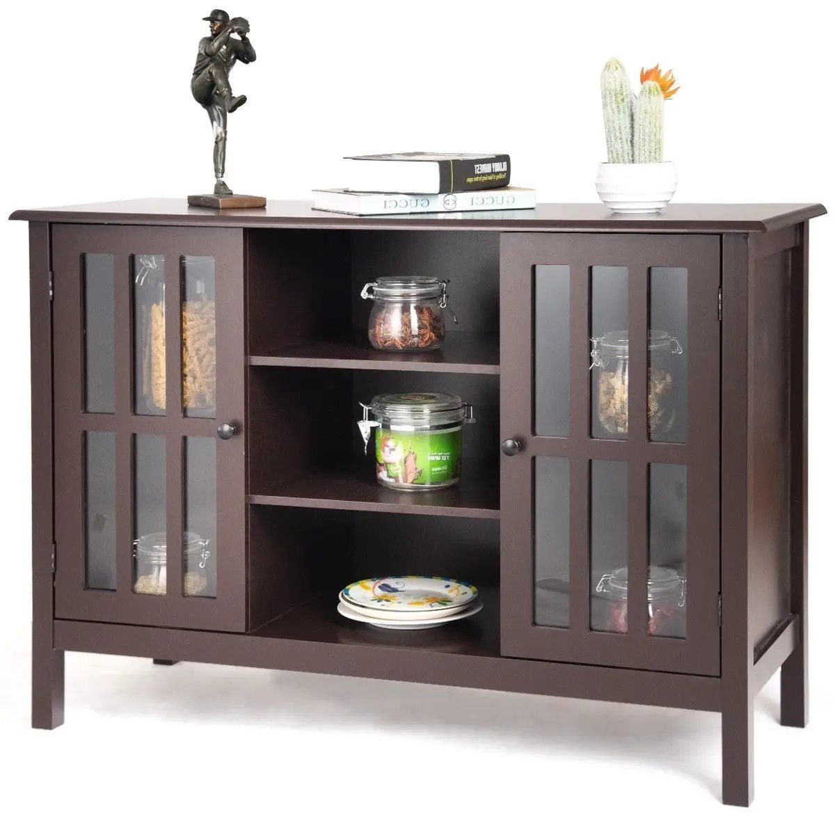 Brown Wood 43-inch TV Stand Storage Cabinet Console Table by HomePacific