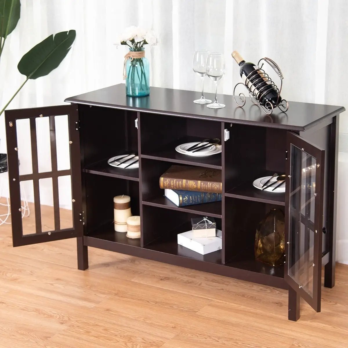 Brown Wood 43-inch TV Stand Storage Cabinet Console Table by HomePacific