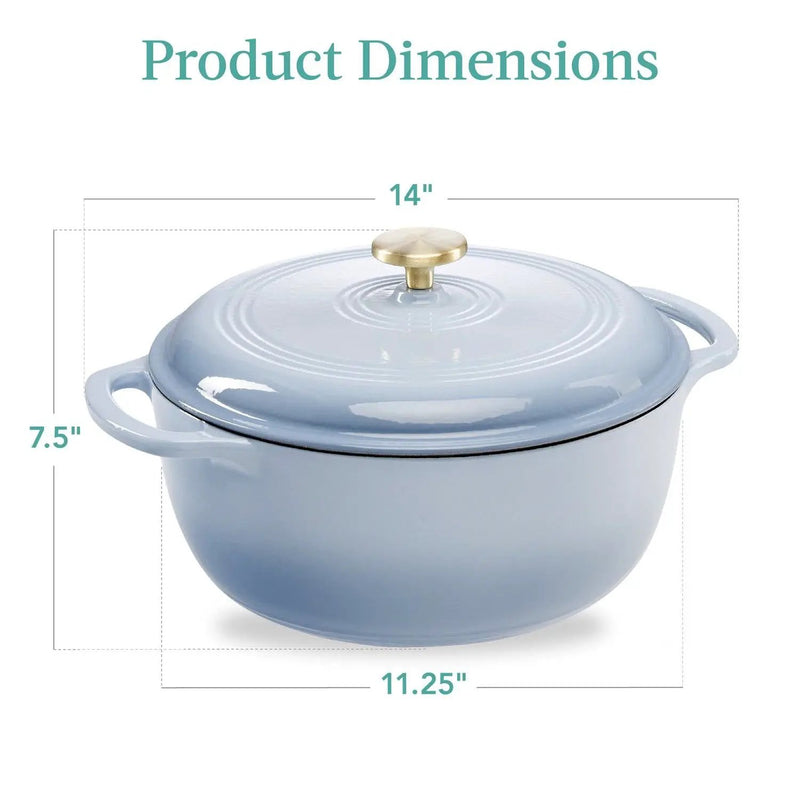6 Quart Large Baby Blue Enamel Cast-Iron Dutch Oven Kitchen Cookware by HomePacific