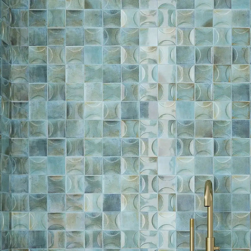 Blue 4x4 Glossy Ceramic Square Deco Tile (60 pack, 6.48 sq ft/case) by Apollo Tile