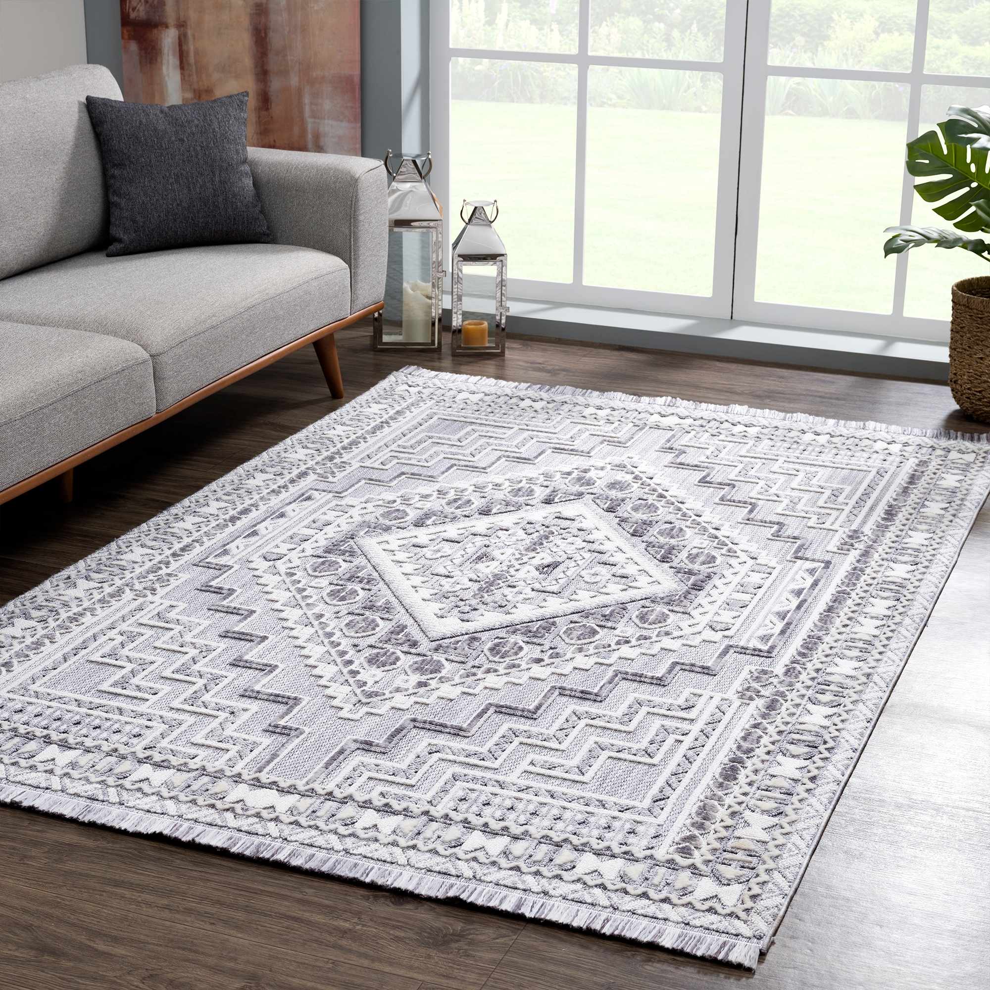 Alya Charcoal Textured Area Rug by Hauteloom
