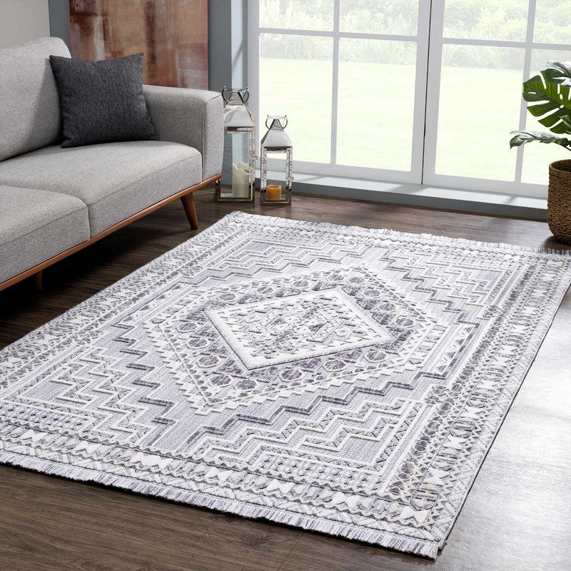 Alya Charcoal Textured Area Rug by Hauteloom