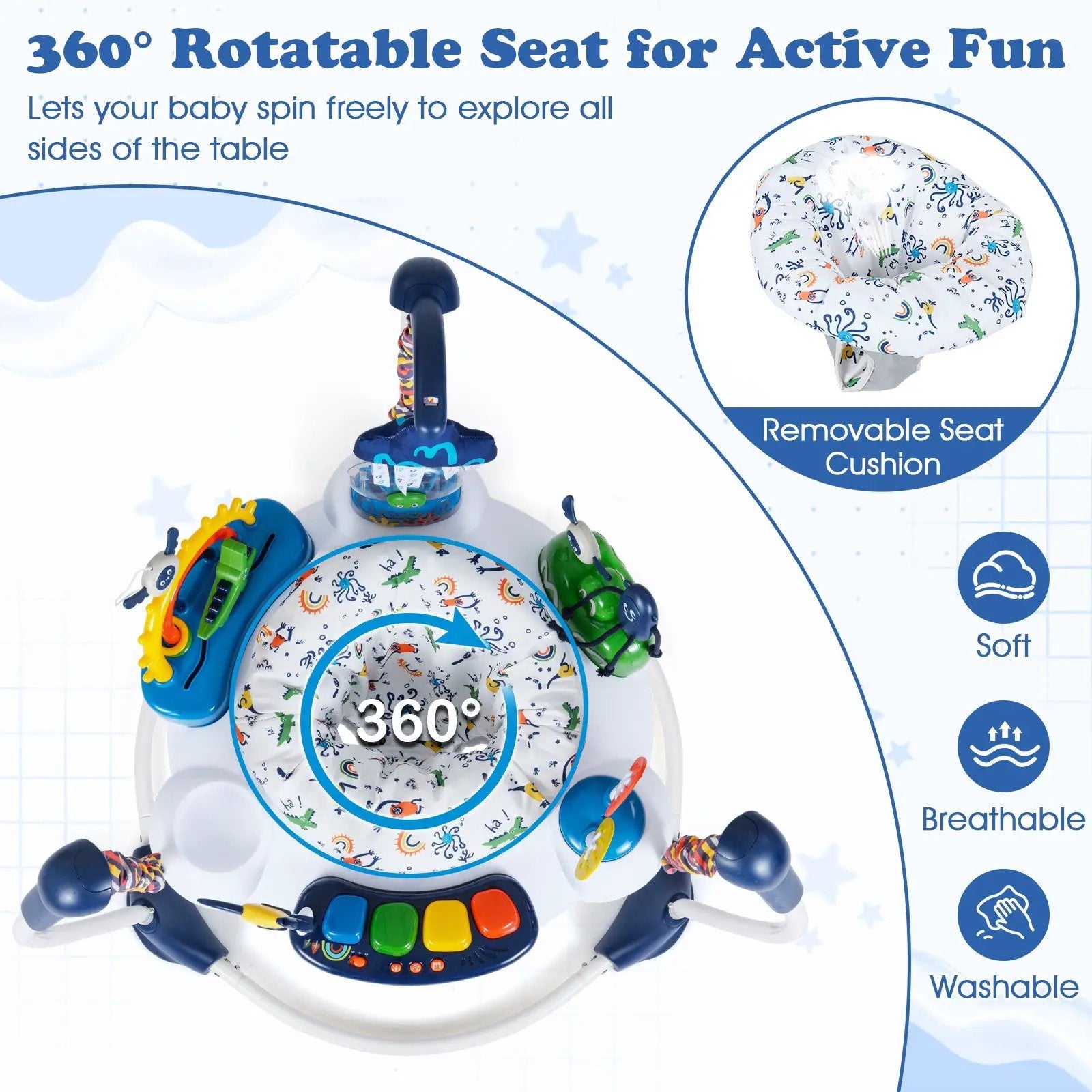 Baby Activity Center Baby Jumper and Bouncer with 6 Interactive Toys Lights and Music by DirectDeals
