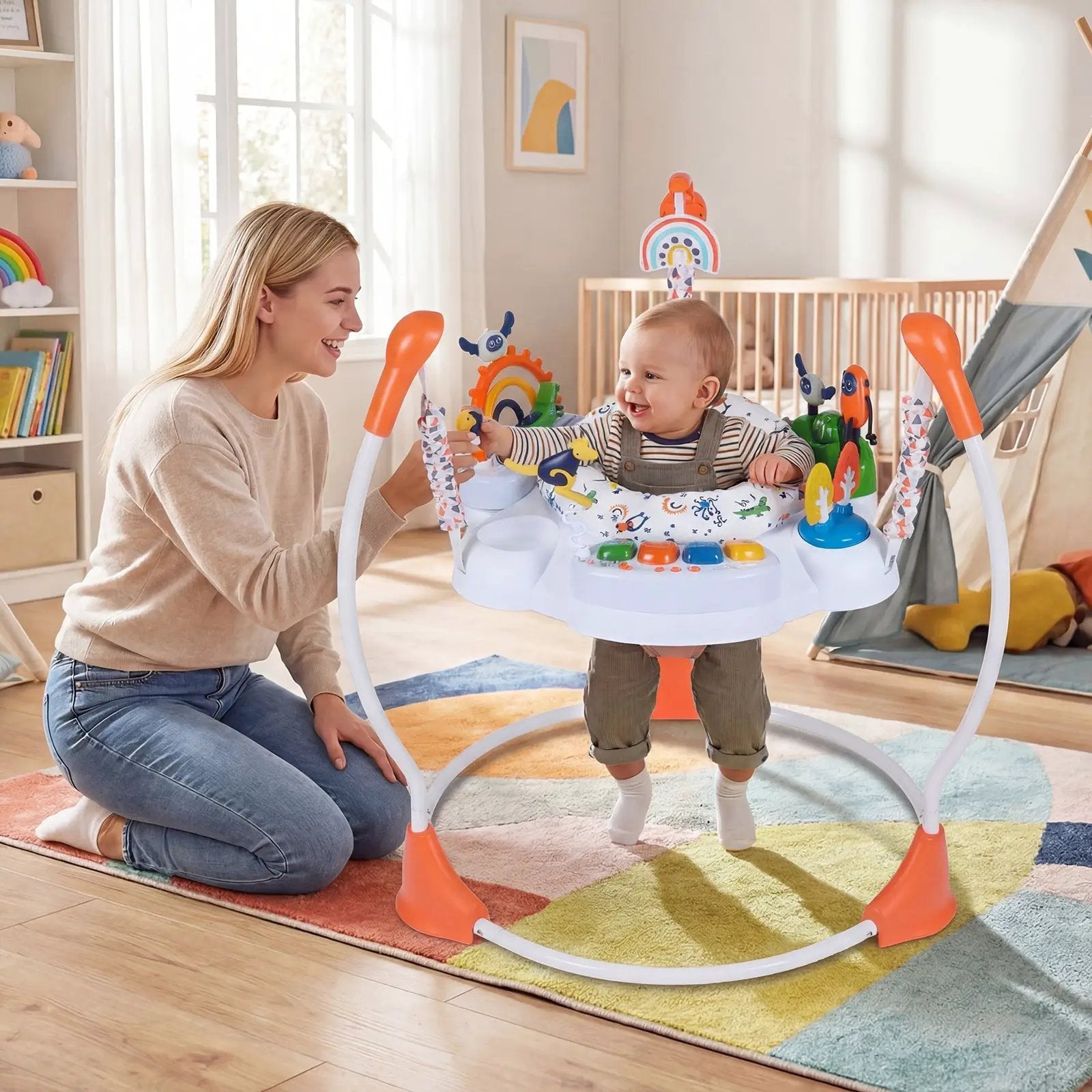 Baby Activity Center Baby Jumper and Bouncer with 6 Interactive Toys Lights and Music by DirectDeals