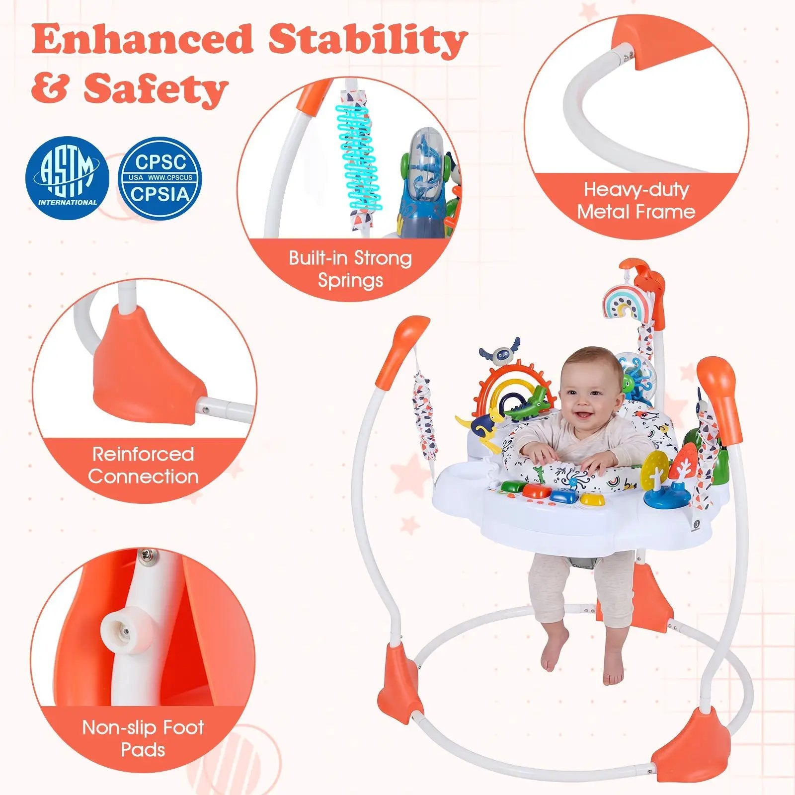 Baby Activity Center Baby Jumper and Bouncer with 6 Interactive Toys Lights and Music by DirectDeals