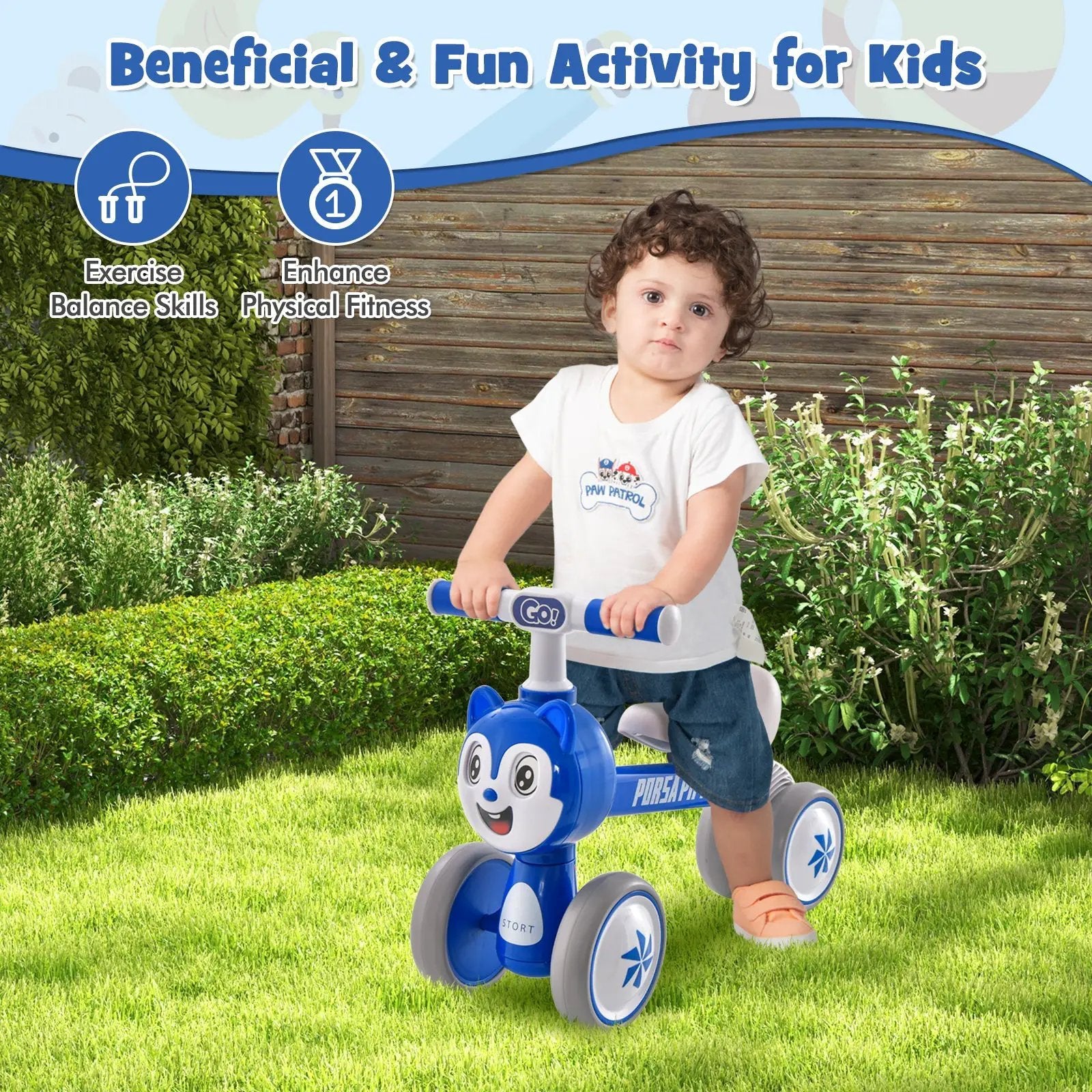 Baby Balance Bike No Pedal Lightweight Infant 4 Wheels Baby Bicycle-Blue by DirectDeals