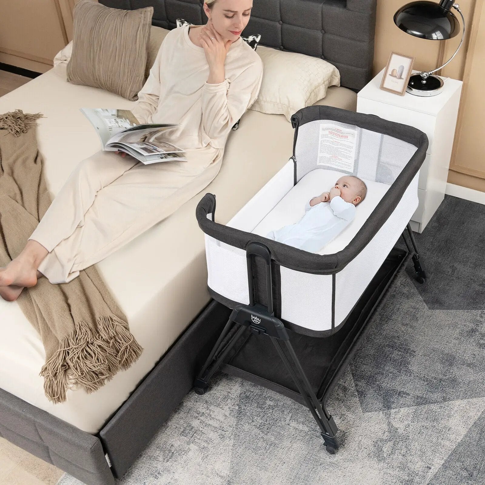 Baby Portable Bedside Sleeper with 7 Adjustable Heights by DirectDeals