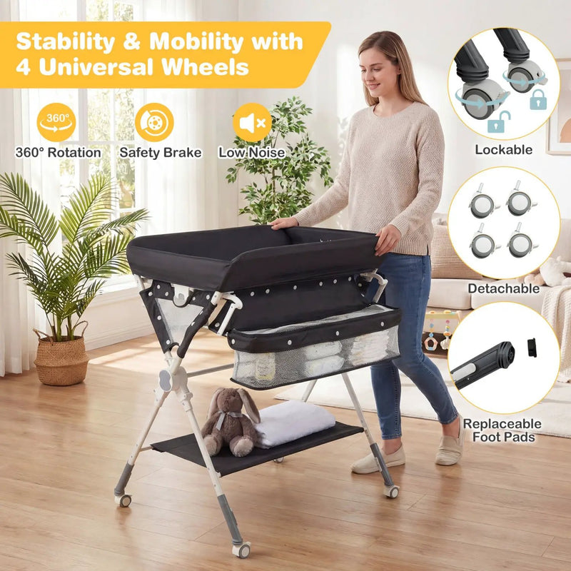 Baby Changing Table Foldable Diaper Changing Station with Storage Bag and Shelf by DirectDeals