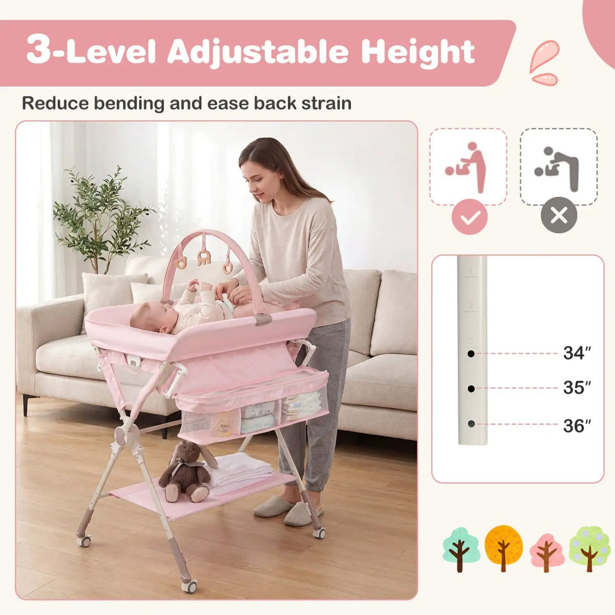 Baby Changing Table Foldable Diaper Changing Station with Storage Bag and Shelf, photo 13 of 24