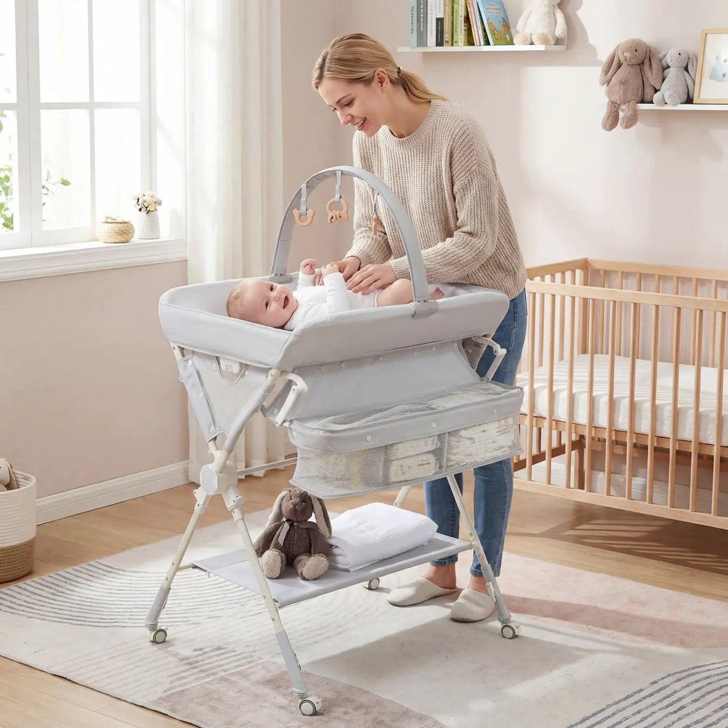 Baby Changing Table Foldable Diaper Changing Station with Storage Bag and Shelf by DirectDeals