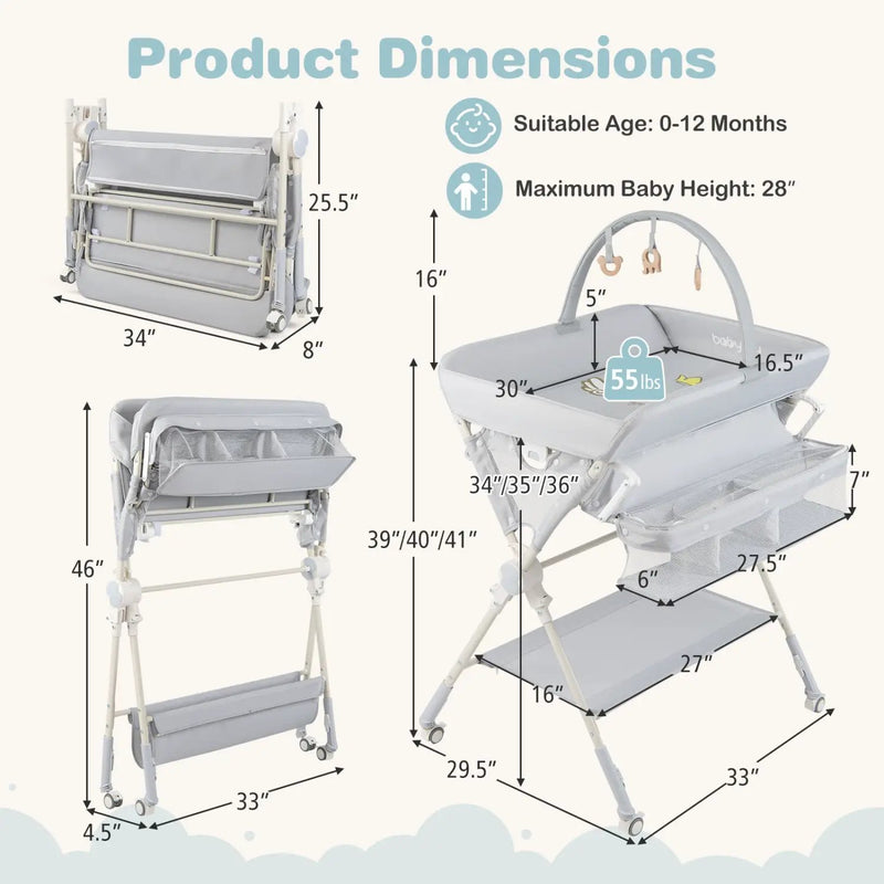Baby Changing Table Foldable Diaper Changing Station with Storage Bag and Shelf by DirectDeals