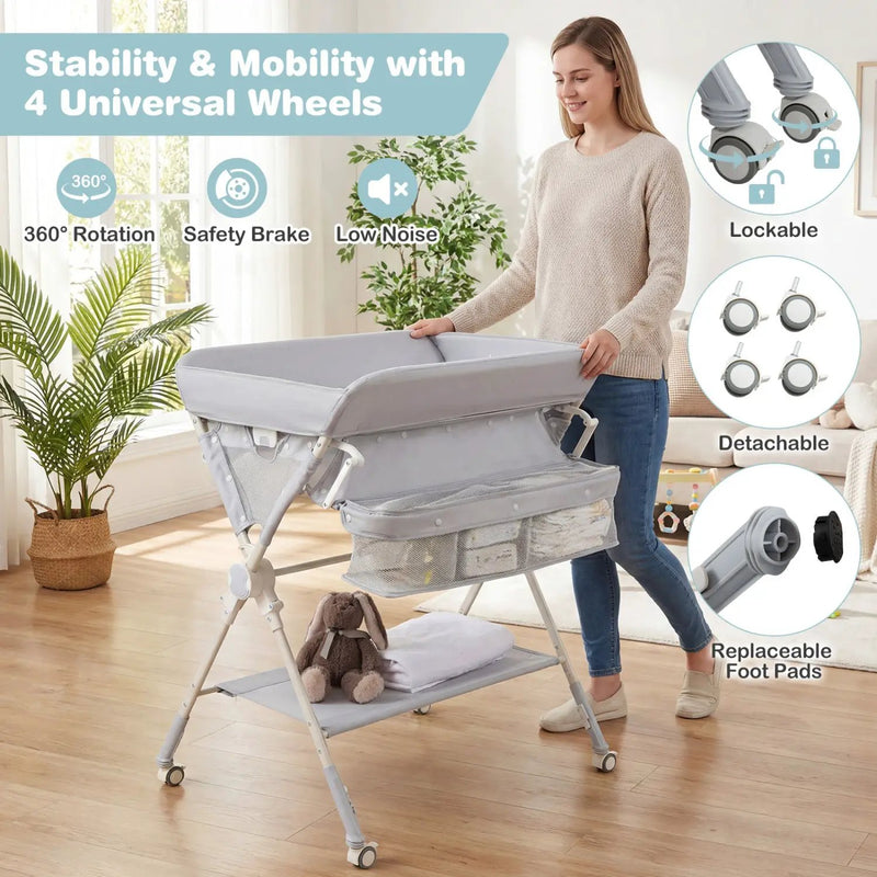 Baby Changing Table Foldable Diaper Changing Station with Storage Bag and Shelf by DirectDeals