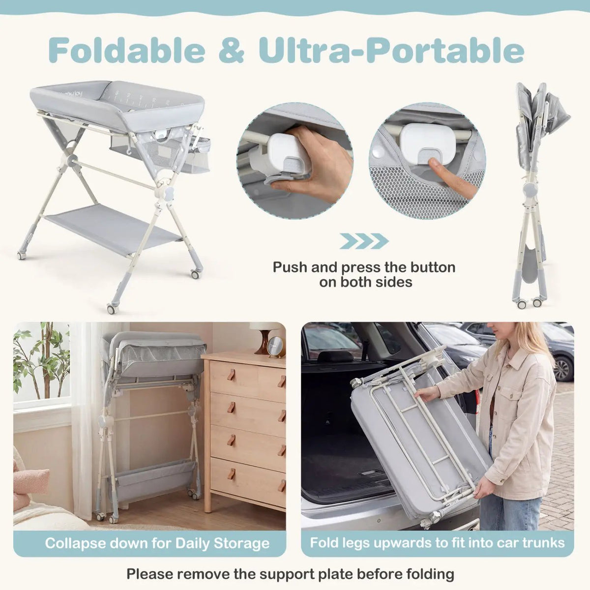 Baby Changing Table Foldable Diaper Changing Station with Storage Bag and Shelf, photo 8 of 24
