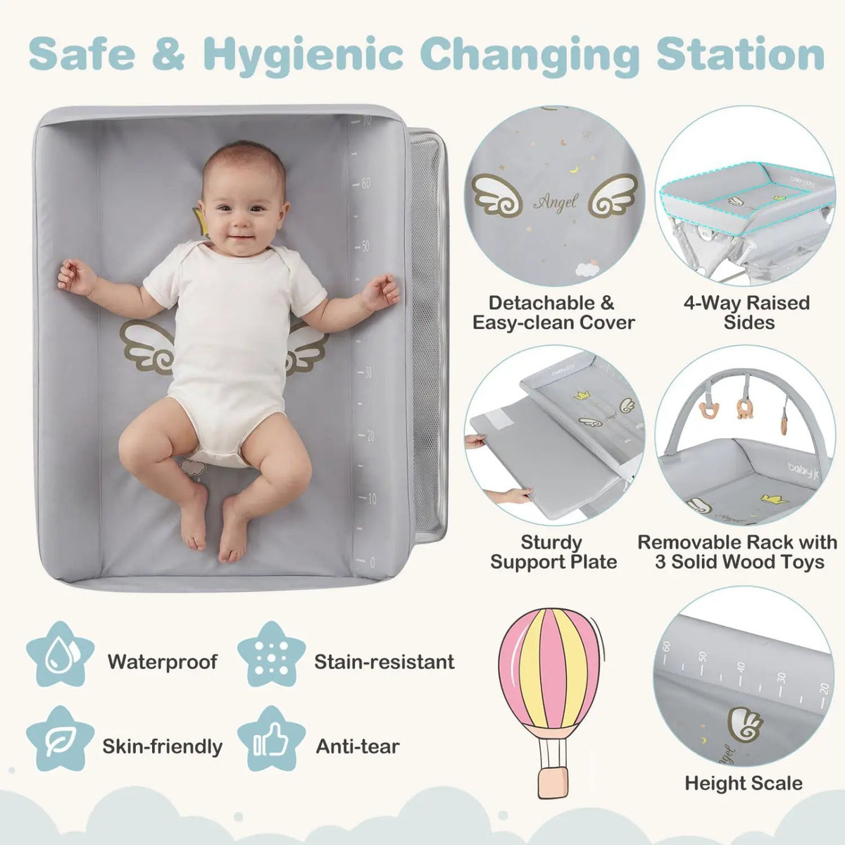 Baby Changing Table Foldable Diaper Changing Station with Storage Bag and Shelf, photo 9 of 24