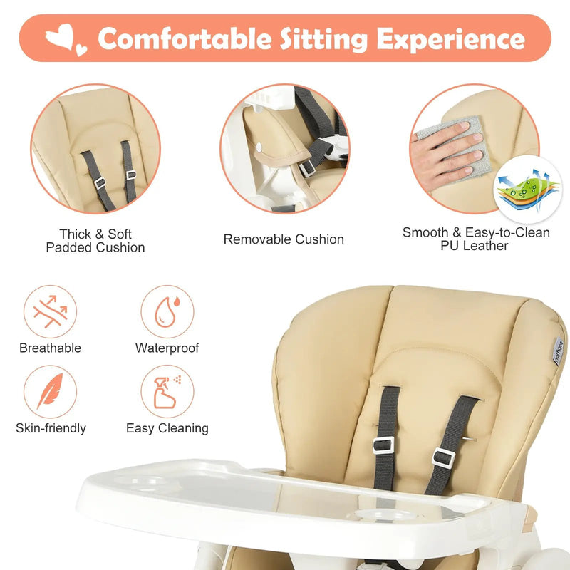 Foldable Baby High Chair with Double Removable Trays and Book Holder by DirectDeals
