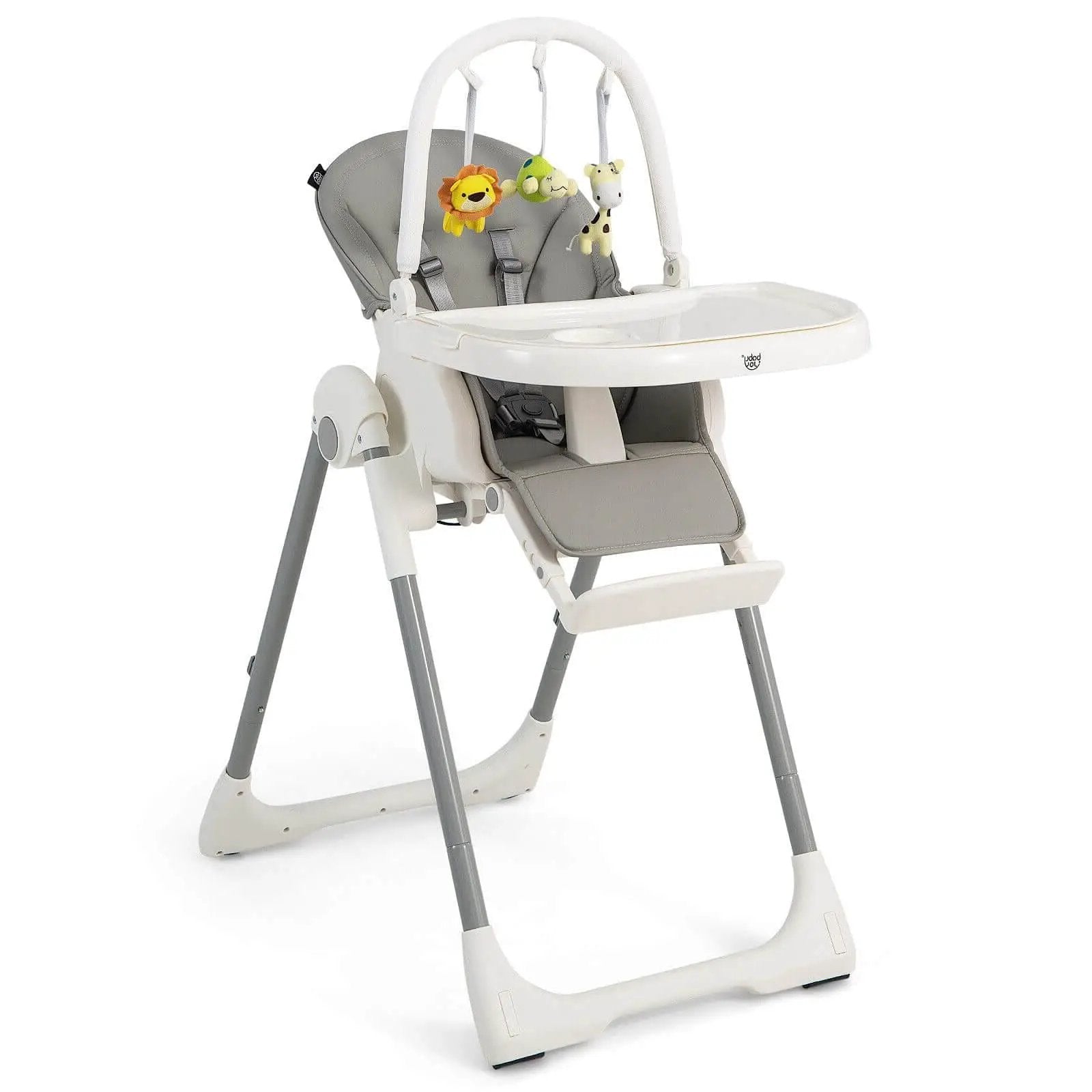 4-in-1 Foldable Baby High Chair with 7 Adjustable Heights and Free Toys Bar by DirectDeals